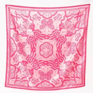 BLACKMILK Kaleidoscope of Butterflies BIG SCARF! Pink Silky Square Barbiecore
